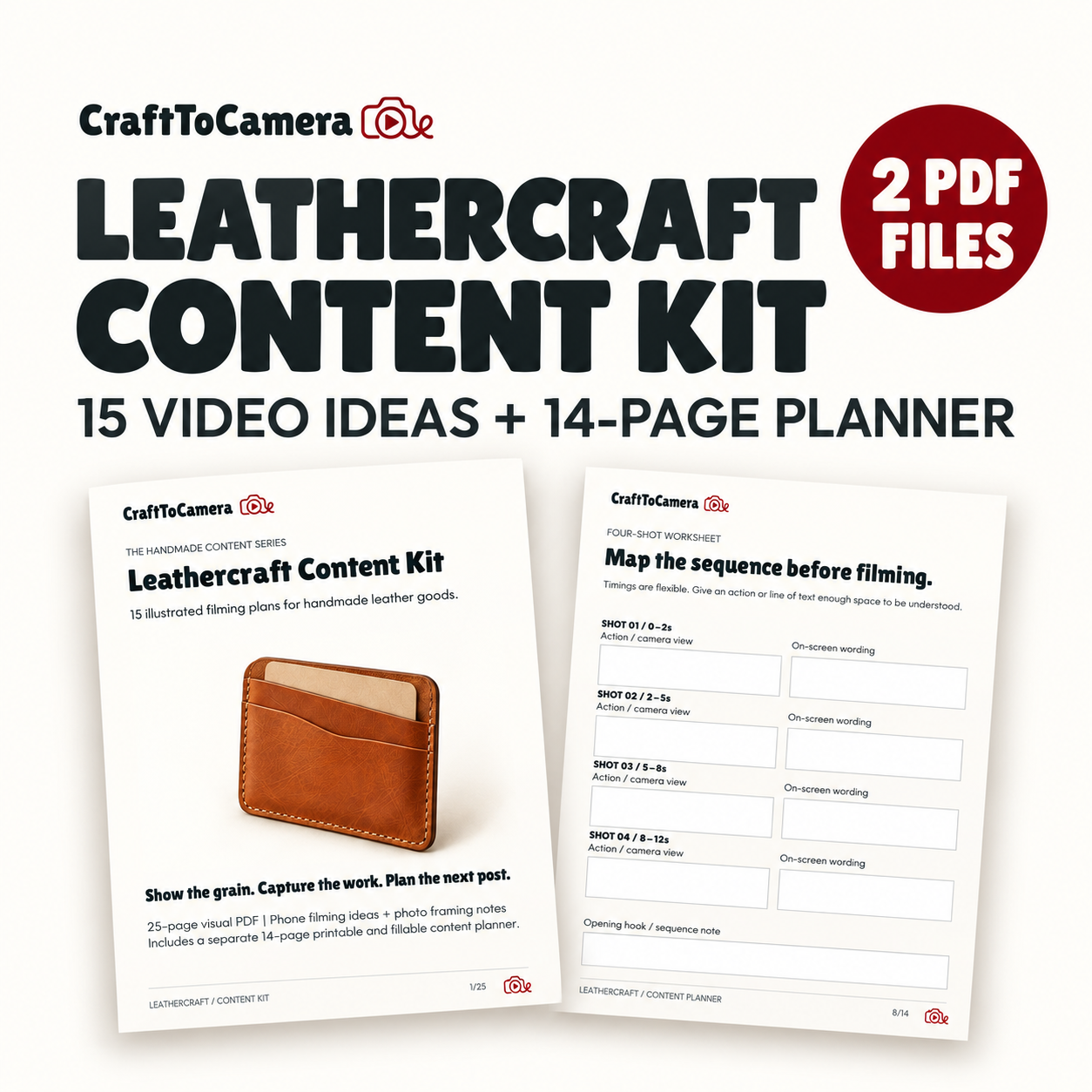 Leathercraft content kit, 25-page guide and separate 14-page planner